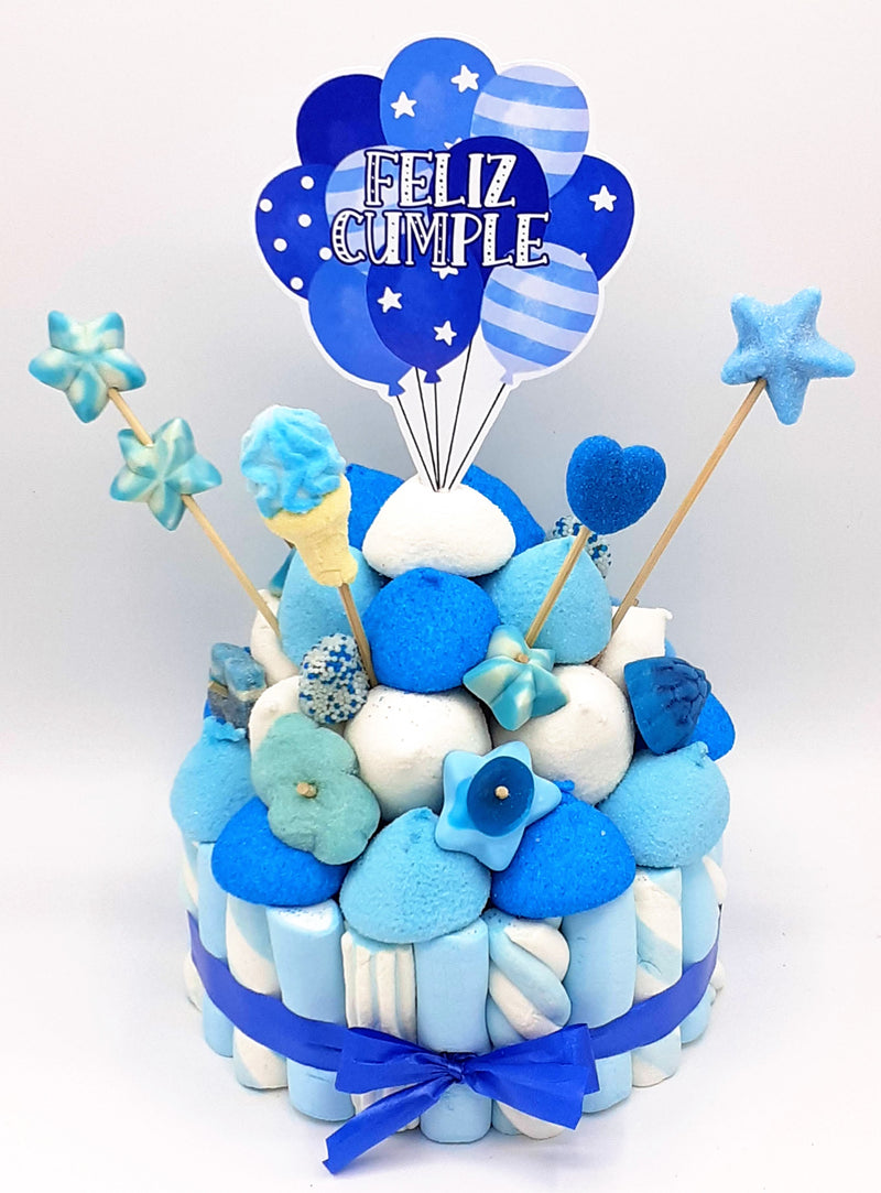 Tarta de chuches Azul y Blanco