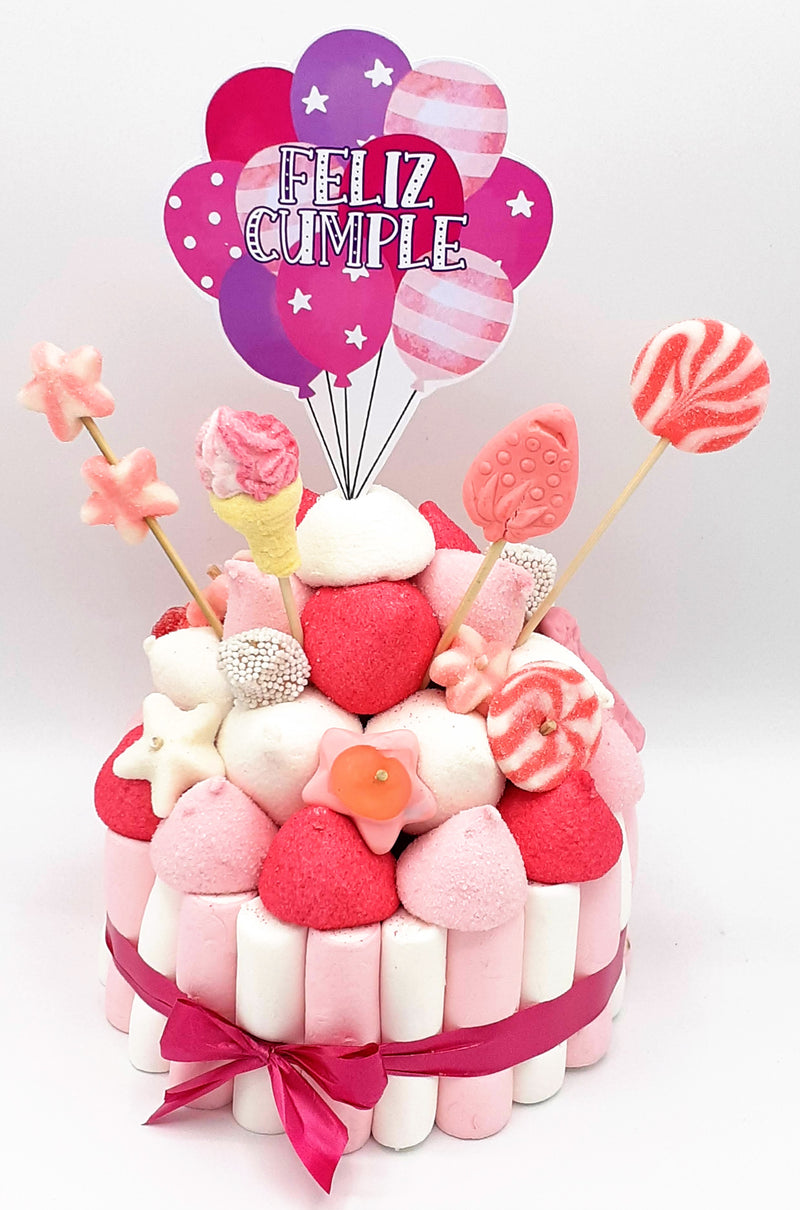 Tarta de chuches Rosa y Blanco