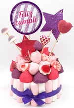 Tarta de chuches Rosa y Lila