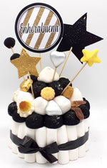 Tarta de chuches Oro, negro y plata