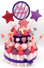 Tarta de chuches Rosa y Lila