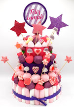 Tarta de chuches Rosa y Lila