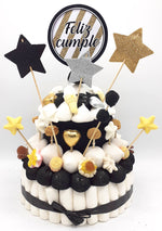Tarta de chuches Oro, negro y plata
