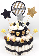 Tarta de chuches Oro, negro y plata