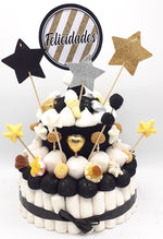 Tarta de chuches Oro, negro y plata