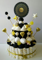 Tarta de chuches Oro Plata Negro