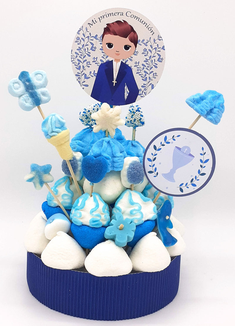Tarta de chuches Comunión Azul (Bajo Pedido)