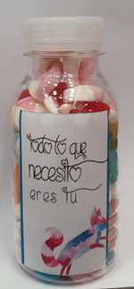 Botellitas de chuches con Mensajes