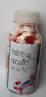 Botellitas de chuches con Mensajes