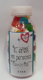 Botellitas de chuches con Mensajes