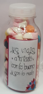 Botellitas de chuches con Mensajes