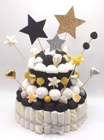 Tarta de chuches Oro, negro y plata