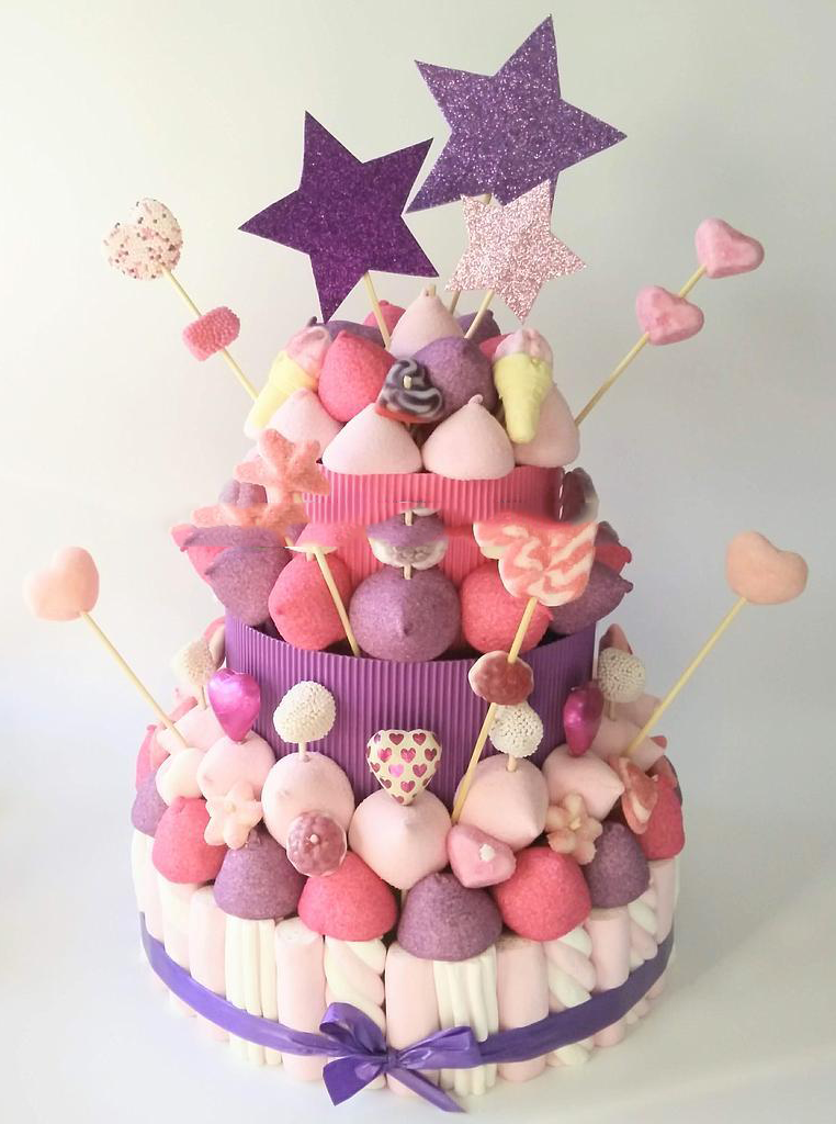 Tarta de chuches Rosa y Lila