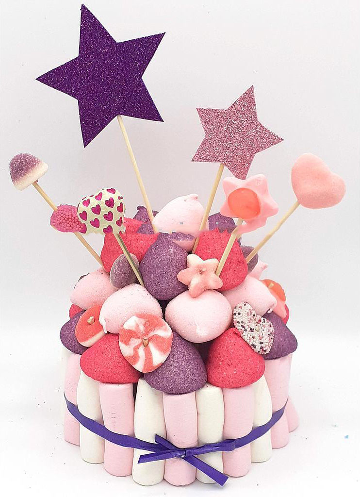Tarta de chuches Estrellas lilas