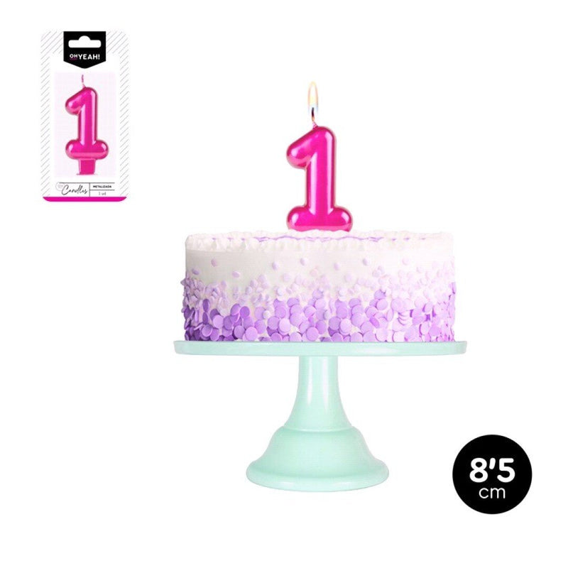 Vela Número Metalizada Fucsia - Mis Globos