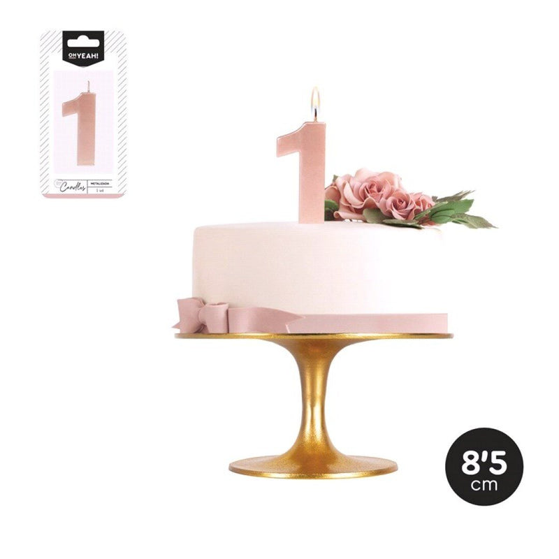 Vela Número Metalizada Rosegold - Mis Globos